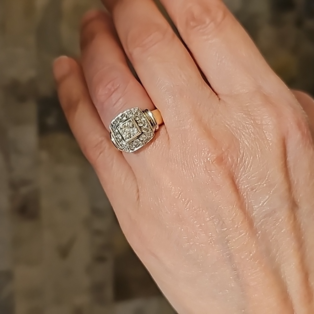 14k gold diamond princess cut ring - Picture 4 of 13